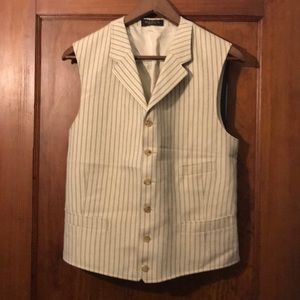Men’s cotton pin striped blue and cream vest